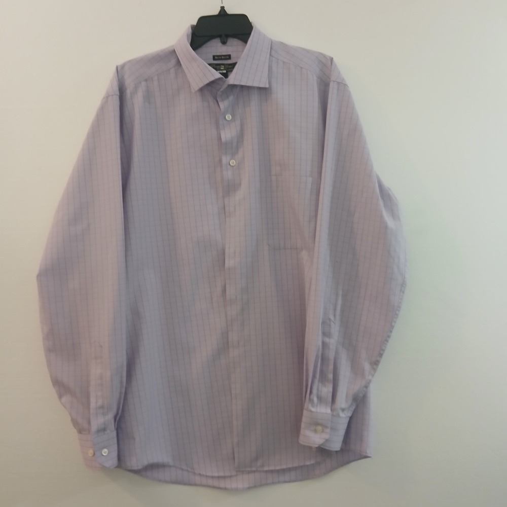 Pronto Uomo Men Shirt Long Sleeve Button Up Removable Collar Stays XLT